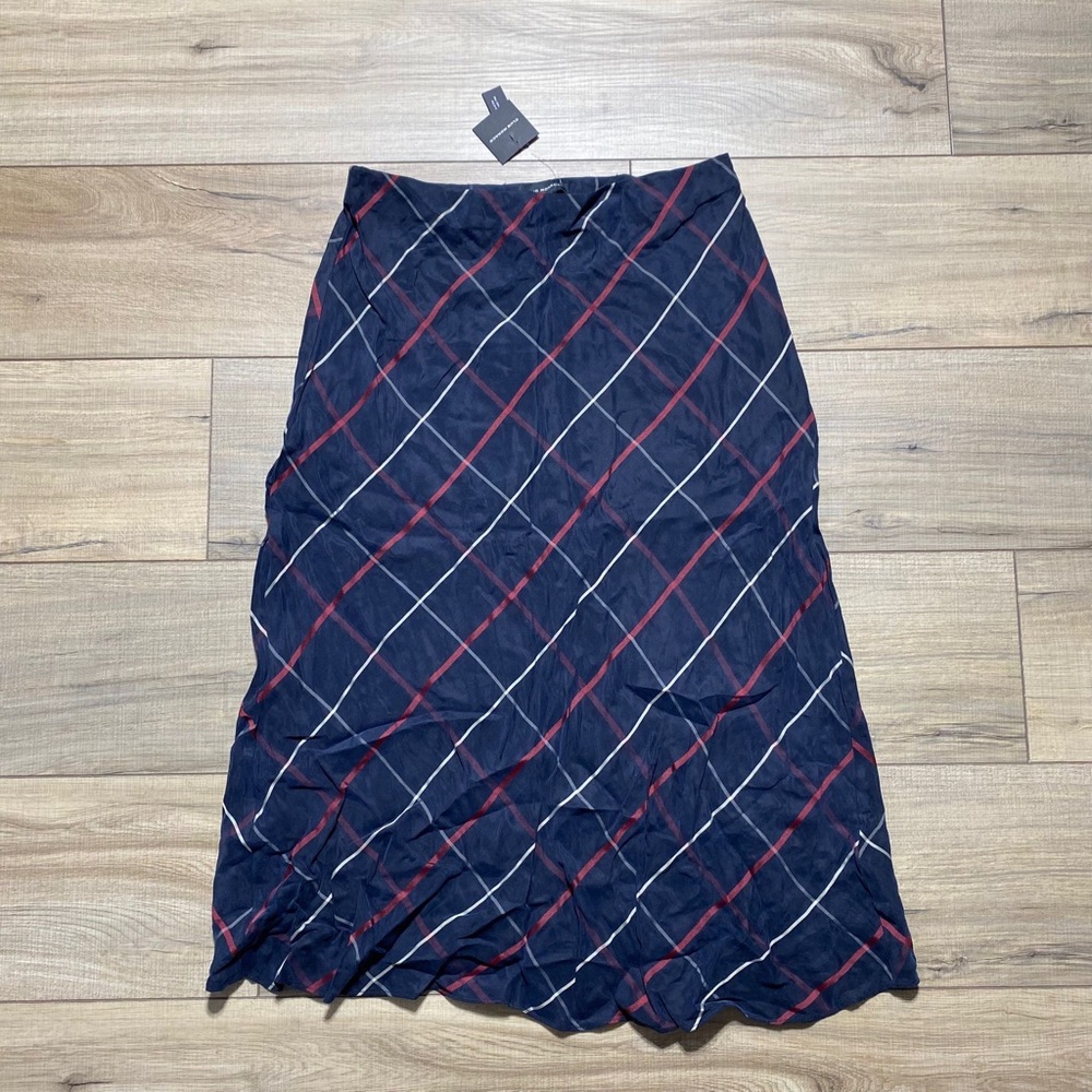 Club Monaco Navy Plaid Skirt